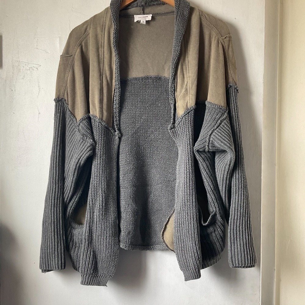 Heyson Western Washed Green‎ and Gray Cotton Blend Cardigan Grunge Grandpa Large
